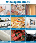Wide applications of heavy duty double sided mounting tape for picture hanging, wall art, and more indoor uses, 43 mil thick, 9.85 ft long.