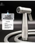 Bidet Sprayer for Toilet and Cloth Diaper Washer Handheld Toilet Sprayer with 1-Year Warranty, stainless steel, coiled hose