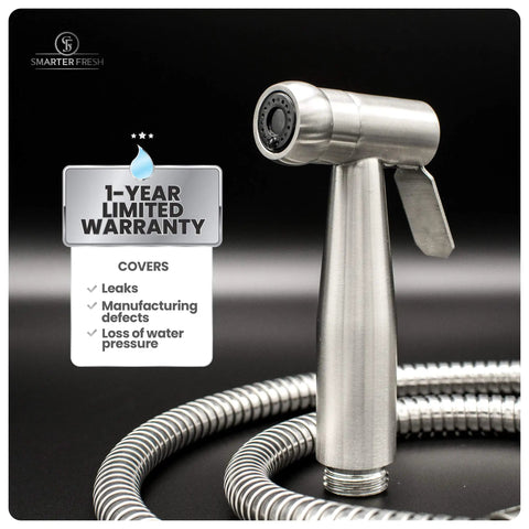 Bidet Sprayer for Toilet and Cloth Diaper Washer Handheld Toilet Sprayer with 1-Year Warranty, stainless steel, coiled hose