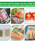 Vacuum Seal Bags Pack Of 50 6 By 10 Inch Textured Sealing Bags Commercial Grade BPA Free Heavy Duty For Food Storage Meal Prep And Sous Vide Cooking Must Have For Freezer Storage showcasing various sealed food items.