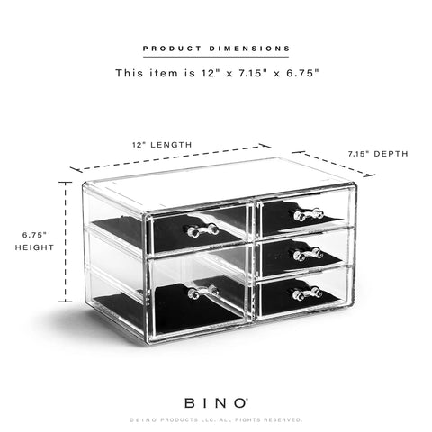 Dope 5 Drawer Makeup Organizer For Vanity Storage Clear Acrylic With Stackable Modular Drawers and dimensions shown