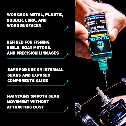 Applying Marine And Tackle Gear Oil Lubricant For Fishing Reels, Boat Motors, Downriggers with precision needle oiler 1 oz