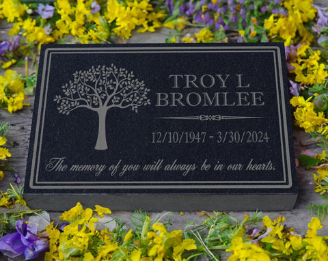 Personalized Granite Memorial Stone For Grave Decor Outdoor Tree Of Life Memorial Plaque Custom Cemetery Marker with engraved text