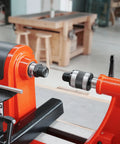 Side view of BMWOOD woodturning live tailstock chuck adapter to 1in-8TPI thread with #2 Morse taper mount on wood lathe