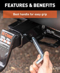 Trailer Hitch Pin And Clip 1/2 Inch Diameter With 5/8 Inch Adapter Fits 1-1/4 Inch And 2 Inch Receiver Tubes Easy Grip 105 Degree Bend