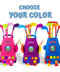 Fun Tot Golf Set For Kids With 4 Lightweight Clubs, 6 Soft Balls in pink, purple, and blue carts
