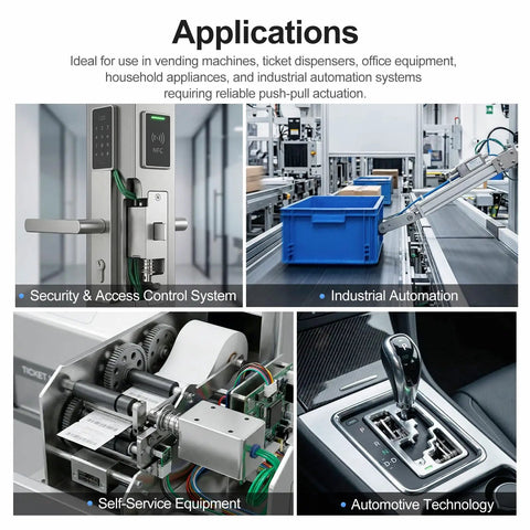24V DC Linear Actuator Solenoid With 10mm Stroke And 5N Force Open Frame Electromagnet For DIY Projects Reliable And Compact Motion Control For Robotics And Automation Easy Mount And High Performance used in access control, automation, ticketing and gear shift systems