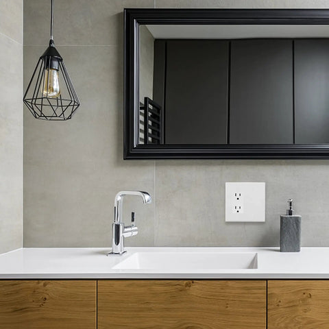 Bathroom with 2-Gang Decorator And Blank Wall Plate White With Screws, Heavy-Duty Unbreakable Plastic Cover for home and office