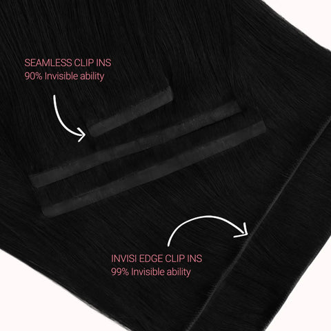 Go To 7 Piece Invisi Edge Clip In Hair Extensions Set With Real Human Hair And Seamless PU Design For A Flawless Bold Glow Up That Adds Major Head Turning Volume Daily Effortlessly