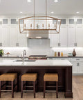 Solid Six Light Pagoda Pendant Ceiling Lamp Offering Wide Forty Nine Inch Open Wire Cage Frame Finished In Classy Antique Gold Color Combined With Timeless Energy Saving Led Bulbs For Quick Home Glow Up And Easy Install in a modern kitchen.