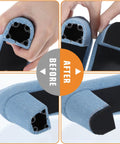 8 Pack High Heel Patches Rubber Heel Caps Non Slip Tread Pads Replacement Square Soles For Heels Durable Anti Slip Protectors For Boots And Shoes Easy Install 6.2x6.2x0.4 cm, showing before and after installation.