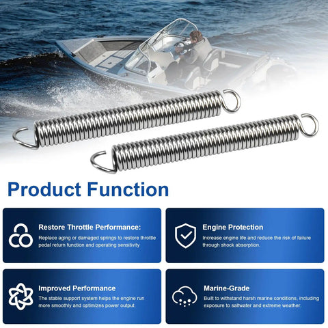 Hot Foot Spring Replacement Kit For Marine Throttle Pedal, Lightweight Corrosion Resistant Springs For Boat Hot Foot Repair, Fits A Wide Range Of Models And Outboard Inboard Engines Including OMC, Mercury, Yamaha Carburetors