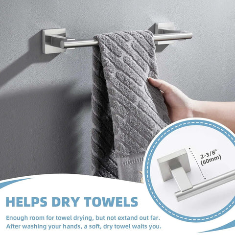 Brushed Nickel 4 Piece Bathroom Hardware Set In 304 Stainless Steel Wall Mounted Accessories Robe Hook Toilet Paper Holder Hand Towel Holder Towel Bar For A Sleek No Fuss Bathroom Upgrade