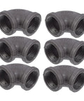 Six Piece Industrial Elbow Cast Iron Pipe Connector Set For Plumbing And HVAC, 3/4 Inch Hose Connectors, Heavy Duty Iron Fittings