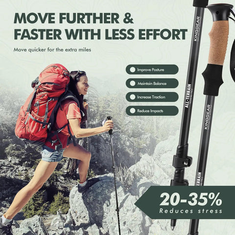 Ultramarathon runner using Ultra Lightweight Retractable Trekking Poles With 7075 Aluminum, Collapsible Hiking Poles climbing a rocky trail