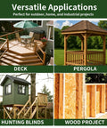 Image showing examples of outdoor structures: deck, pergola, hunting blinds, and wood project, suitable for heavy-duty timber screws.