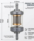 Universal Inline Fuel Filter Kit With Clear View Filter 5mm dimensions with hose clamps for motorcycle ATV dirt bike engines
