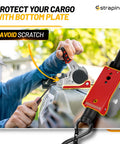 Auto Self Retracting Ratchet Straps 1in x 10ft, 1,500 Lbs Break Strength used by person to secure cargo, avoid scratch