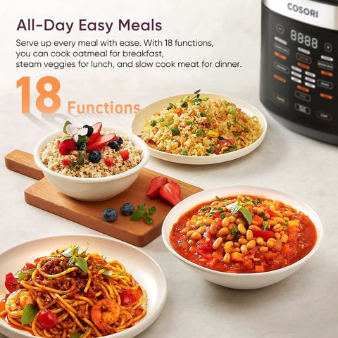 No Fuss 10 Cup Rice Cooker With 24 Hour Keep Warm And Nonstick Ceramic Inner Pot 18 Fuzzy Logic Functions steamer basket with meals