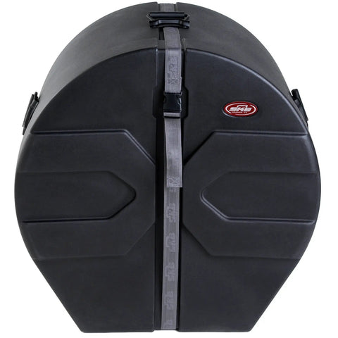 Heavy Duty Gig Safe 14 X 28 Marching Bass Drum Road Case featuring durable black shell and secure strap for protection.