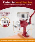 Dope Manual Grain Mill With Wooden Table And Low Hopper Cast Iron Nixtamal Grinder For Corn Rice Chickpeas And Masa Easy Clamp On Countertop Attachment Durable Kitchen Milling Tool For Fresh Flour