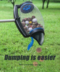 Nut Gatherer Roller For Pecan Walnut Chestnut Buckeye And More, 1.5 Gallon Nut Picker With Direct Dump Outlet in use