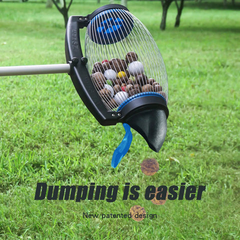 Nut Gatherer Roller For Pecan Walnut Chestnut Buckeye And More, 1.5 Gallon Nut Picker With Direct Dump Outlet in use