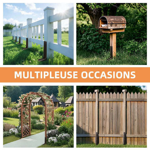 Various uses of Fence Post Repair Kit For Leaning Or Broken 4x4 And 6x6 Posts, Heavy Duty, Adjustable Angle, Solid Metal, Anti Rust Paint Finish
