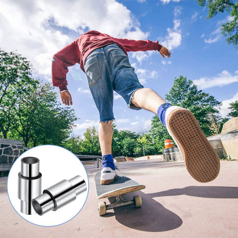 Skateboarder with 16 Piece Inline Skate Spacers Aluminum Axle Spacers For 6mm Axles Inline Bearings Speed Spacer Kit