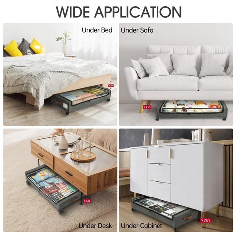 Heavy Duty Under Bed Storage With Wheels Two Pack Smooth Rolling Drawers Keeps The Mess Out Of Sight Saves Serious Floor Space Handles Up To Sixty Six Pounds No Sweat At All