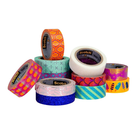 Decorative Washi Tape for Planners and Crafts, Blurred Lines Pattern, 6-Roll Pack with colorful designs, assorted styles visible