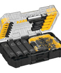 DEWALT 35-piece FlexTorq screwdriver and impact driver bit set in clear plastic case