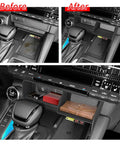 Before and after of Toyota Land Cruiser Prado 250 Center Console Organizer Tray For 2024 2025 2026 ABS Water Resistant Storage Box