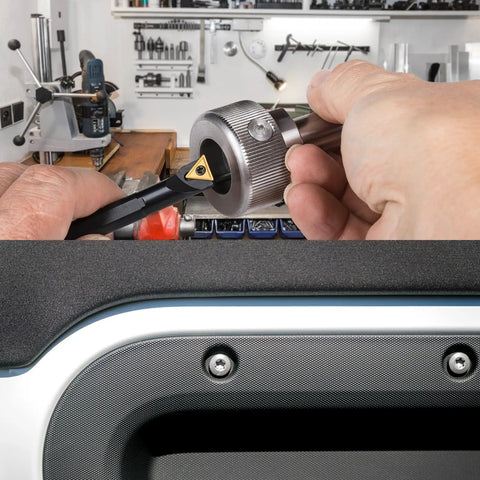 Zero Fuss 304 Stainless Steel Torx Security Screws Kit 120 Pack featured in a workshop during installation.