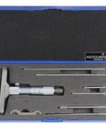 0-6 Inch Micrometer Set With 4 Inch Base Depth, 0.001 Inch Resolution, Six Interchangeable Rods, Handy Plastic Case