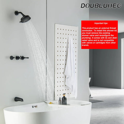 Knockout Matte Black Three Handle Shower Faucet Set With Tub Spout And Included Wall Valve Slick Vintage Design Dead Solid Build Straightforward Install Big Time Bathroom Refresh