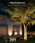 Illuminated tree and house with six pack low voltage landscape well lights with glare shield ultra bright pro grade 3000K warm white aluminum in ground uplights waterproof for garden path wall columns bushes includes connectors