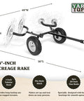 Acreage Lawn Rake With Four Tine Steel Tow Behind Dethatcher, 48-inch wide, showing tubular steel frame and tine reels