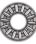 Close-up of a thrust needle roller bearing with chrome steel needles and washers, part of the 4 Pack Thrust Needle Roller Bearings 1/2 in by 15/16 in with Washers NTA815 TC815 Heavy Duty Bearing Set for DIY Electric and Manual Tools Cars Trucks Trailers Two and Three Wheelers Agriculture and Industrial Machinery.