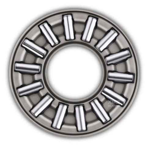 Close-up of a thrust needle roller bearing with chrome steel needles and washers, part of the 4 Pack Thrust Needle Roller Bearings 1/2 in by 15/16 in with Washers NTA815 TC815 Heavy Duty Bearing Set for DIY Electric and Manual Tools Cars Trucks Trailers Two and Three Wheelers Agriculture and Industrial Machinery.