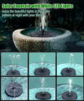 Upgraded 100 Percent Glass Solar Water Fountain With Three Point Five Watt Panel Built In 2000mAh Battery Easy Setup 7 Nozzles And 4 Fixers Outdoor Pond And Bird Bath Pump For Bright Dope Water Jets