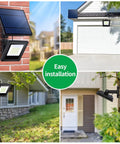 Outdoor Solar Flood Lights Set Weatherproof Dusk To Dawn LED Security Wall Lights with 16.4 Foot Cable in garden and garage