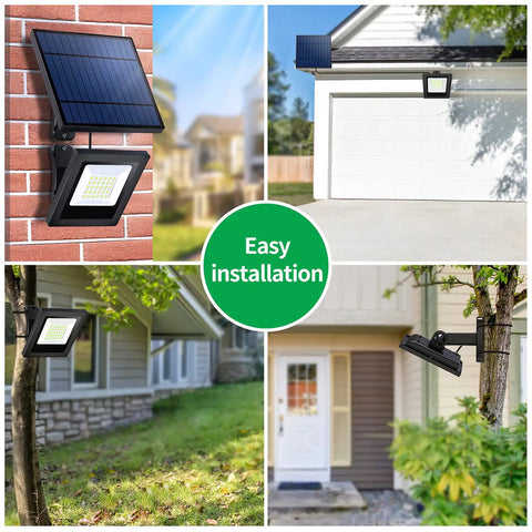 Outdoor Solar Flood Lights Set Weatherproof Dusk To Dawn LED Security Wall Lights with 16.4 Foot Cable in garden and garage