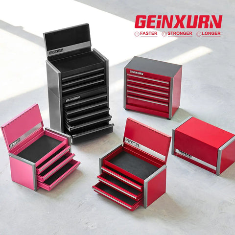 Beefed Up Heavy Duty 5 Drawer Rolling Tool Box In Red With Lockable Drawers Micro Roll Cab And Top Chest Stackable Steel Tool Cabinet