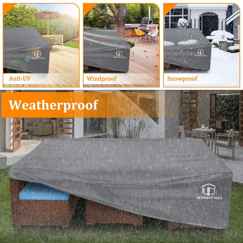 Beefy Heavy Duty Patio Furniture Cover Waterproof And Anti UV 500D Tear Resistant For 7 To 12 Seat Sectional Sofa in rain