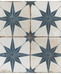 Kings Star Blue 17.63 Inch Square Ceramic Floor And Wall Tile, glazed with subtle texture, low sheen, PEI IV rated, star pattern