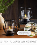 Flameless Flickering Tealights In Pearl Ivory Set Of 4 Realistic LED Flame Battery Operated Votive Candles, pet-friendly