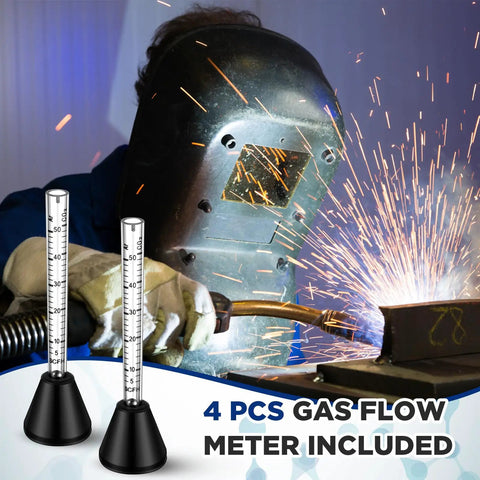 Welder using 4 Pack Pro Grade Gas Flow Meter Tester Set For Argon And CO2 Flow Control, Mig And Tig Welding Accessories
