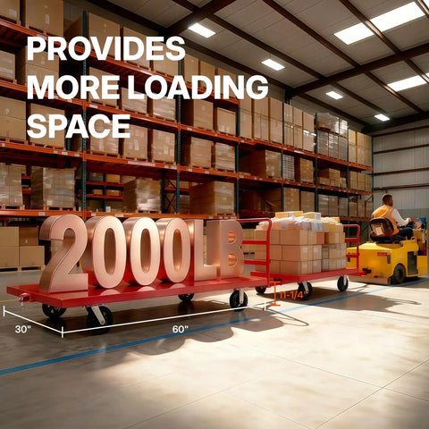 Heavy Duty Tow Behind Flatbed Cart 2000 Pound Load Rating Rock Solid Steel Build Eight Inch Rolling Casters No Sweat Hauling Rig For Warehouse Logistics And Crew Transport Missions