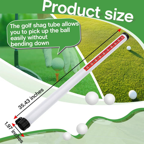 Two Pack Clear Golf Ball Retriever Tubes 35.4 Inch Shagger Grabber Picker Upper with size indications